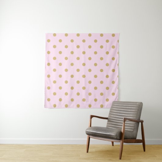 Moderne Trendy Pink & Gold Polka Dots Background Wandteppich (Beispiel (Horizontal))