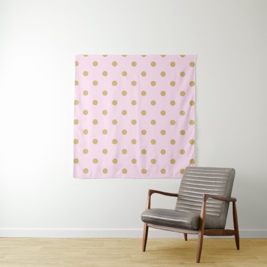 Moderne Trendy Pink & Gold Polka Dots Background Wandteppich (Beispiel)