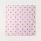 Moderne Trendy Pink & Gold Polka Dots Background Wandteppich (Vorderseite)