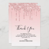 Moderne trendy Pink Imitate Glitzer Wedding Dankeskarte (Vorne/Hinten)