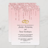 Moderne trendy Pink Imitate Glitzer Wedding Einladung (Vorne/Hinten)