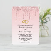 Moderne trendy Pink Imitate Glitzer Wedding Einladung (Stehend Vorderseite)