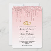 Moderne trendy Pink Imitate Glitzer Wedding Einladung (Vorderseite)