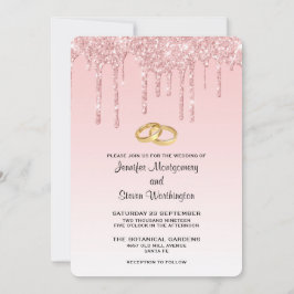 Moderne trendy Pink Imitate Glitzer Wedding Einladung