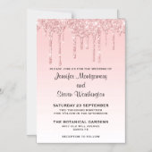 Moderne trendy Pink Imitate Glitzer Wedding Magneteinladung (Vorderseite)