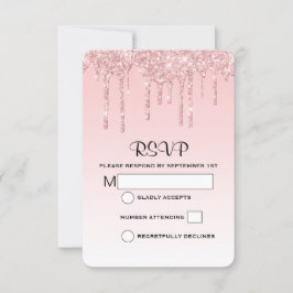Moderne trendy Pink Imitate Glitzer Wedding RSVP Karte
