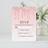 Moderne trendy Pink Imitate Glitzer Wedding RSVP Karte (Stehend Vorderseite)