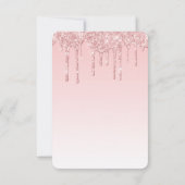 Moderne trendy Pink Imitate Glitzer Wedding RSVP Karte (Rückseite)