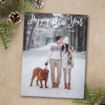 Moderne Trendy Pinsel Script Foto Happy New Year