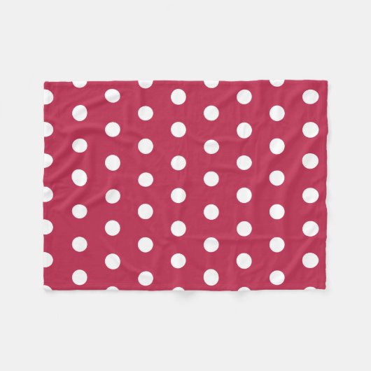 Moderne Trendy Red Magenta Polka Dots Fleecedecke (Vorderseite (Horizontal))