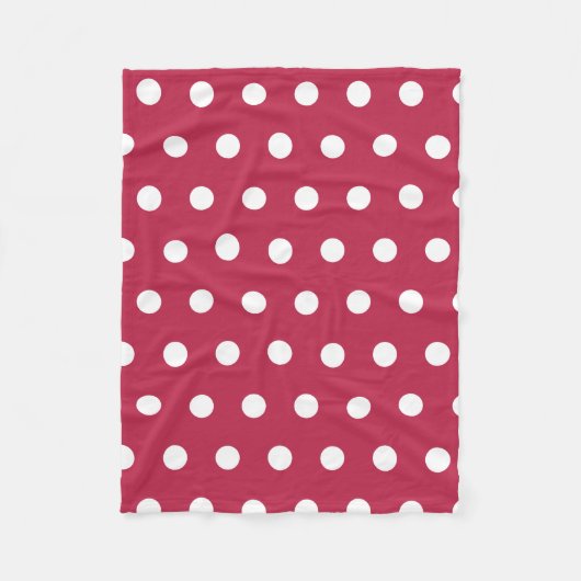 Moderne Trendy Red Magenta Polka Dots Fleecedecke (Vorderseite)