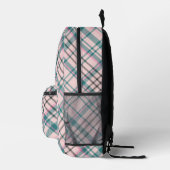 Moderne trendy rosa Karo Kariert Monogram Initiale Bedruckter Rucksack (Rechts)