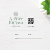 Moderne Trendy Sage Green QR Code Geschenkgutschei (Schreibtisch)