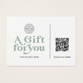 Moderne Trendy Sage Green QR Code Geschenkgutschei