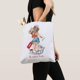 Moderne trendy saisonale Sled Red White Christmas Tasche