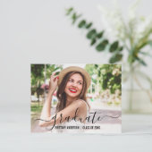 Moderne Trendy Script Abschluss Foto Ankündigung (Stehend Vorderseite)