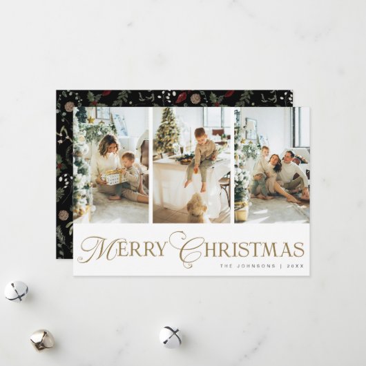 Moderne Trendy-Script-Foto-Collage Weihnachten (Vorderseite/Rückseite Beispiel)