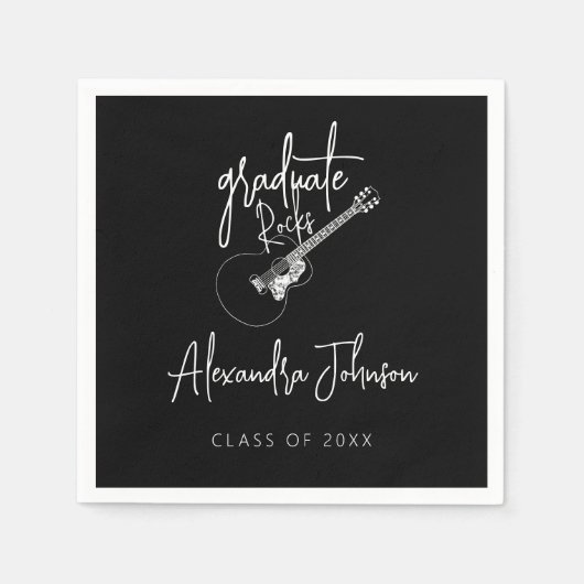 Moderne trendy Script Gitarre Graduation Party Serviette (Vorderseite)