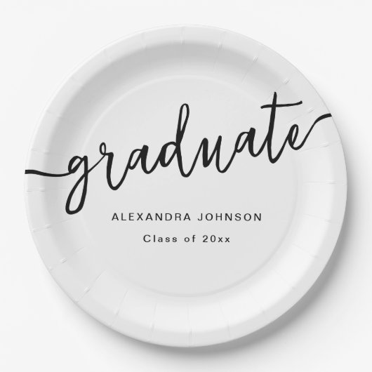 Moderne Trendy Script Graduation Party Pappteller (Vorderseite)