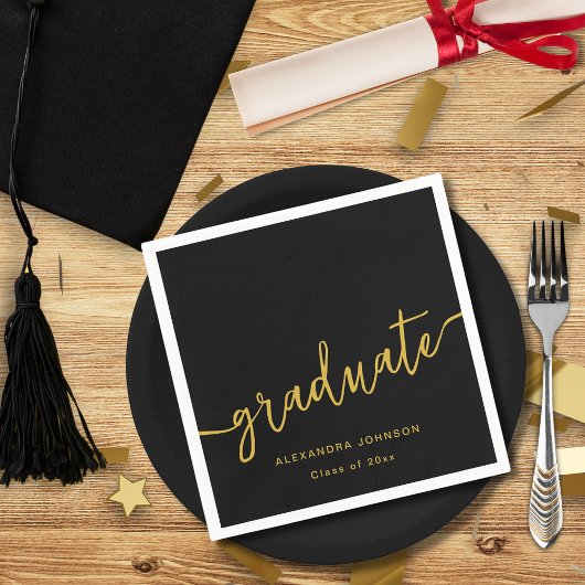 Moderne Trendy Script Graduation Party Serviette