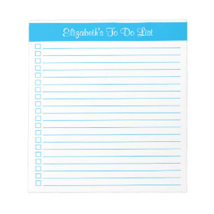 Moderne Trendy Sky Blue One Column Checkliste Notizblock