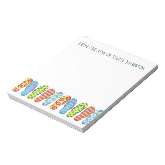 Moderne trendy stilvolle Beach Summer Flip Flops Notizblock (Rotiert)