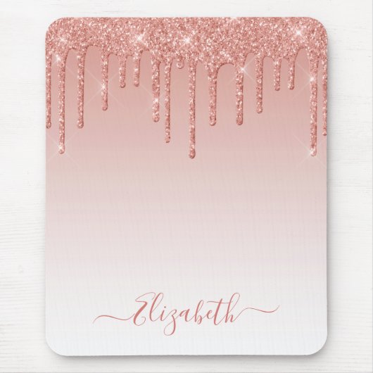 Moderne, trendy Stylish Script Glitzer Rose Gold Mousepad (Vorne)