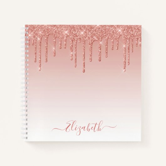 Moderne, trendy Stylish Script Rose Gold Glitzer Notizblock (Vorderseite)