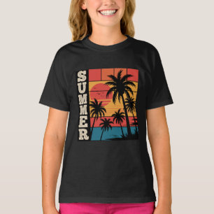 Moderne Trendy Summer Sunset Beach Palm Tree T-Shirt
