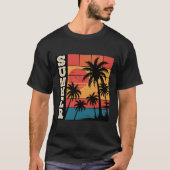 Moderne Trendy Summer Sunset Beach Palm Tree T-Shirt (Vorderseite)