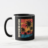 Moderne Trendy Summer Sunset Beach Palm Tree Tasse (Links)