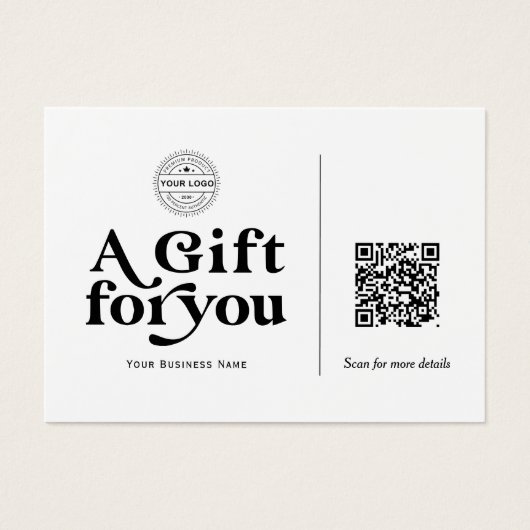 Moderne Trendy Typografy QR Code Geschenkgutschein (Vorderseite)