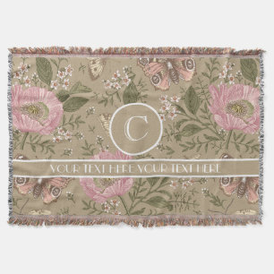 Moderne Trendy Wildblumen Botanische Florale Monog Decke