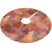 Moderne Trenino Terracotta Rust Brown Abstrakt Polyester Weihnachtsbaumdecke (Schrägansicht)
