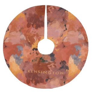 Moderne Trenino Terracotta Rust Brown Abstrakt Polyester Weihnachtsbaumdecke