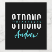 Moderne Triathletin Schwarz-Weiß-Name Weinetikett (Einzelnes Label)