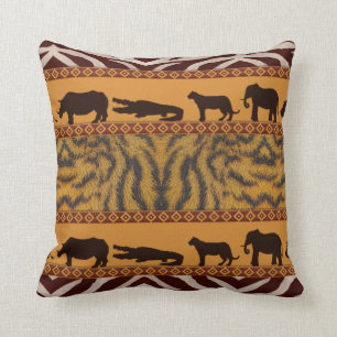 Moderne Tribal African Tiger Muster Animal Print Kissen