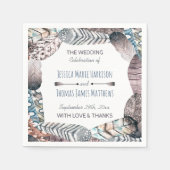 Moderne Tribal Feathers Bohemisch Hochzeit Serviette (Vorderseite)
