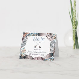 Moderne Tribal Feathers Bohemisch Hochzeit Vielen Dankeskarte