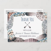 Moderne Tribal Feathers Bohemisch Hochzeit Vielen Postkarte (Vorne/Hinten)