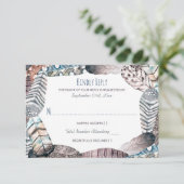 Moderne Tribal Feathers Bohemisch Wedding RSVP (Stehend Vorderseite)