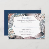 Moderne Tribal Feathers Bohemisch Wedding RSVP (Vorne/Hinten)