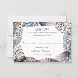 Moderne Tribal Feathers Bohemisch Wedding RSVP