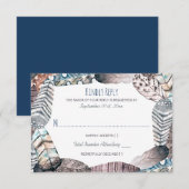 Moderne Tribal Feathers Bohemisch Wedding RSVP Karte (Vorne/Hinten)