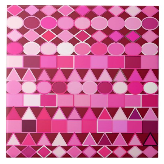 Moderne Tribal Geometric, Burgund und Rosa Fliese (Vorderseite)