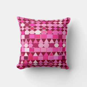 Moderne Tribal Geometric, Burgund und Rosa Kissen