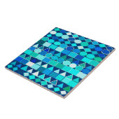 Moderne Tribal Geometric, Denim Blues über die Mar Fliese (Seite)