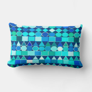 Moderne Tribal Geometric, Denim Blues über die Mar Lendenkissen