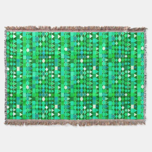Moderne Tribal Geometric, Emerald Green und Aqua Decke (Vorderseite)
