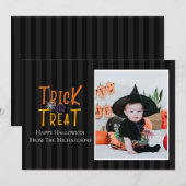 Moderne Trick- oder Treat Halloween-Fotokarte Ankündigung (Vorne/Hinten)